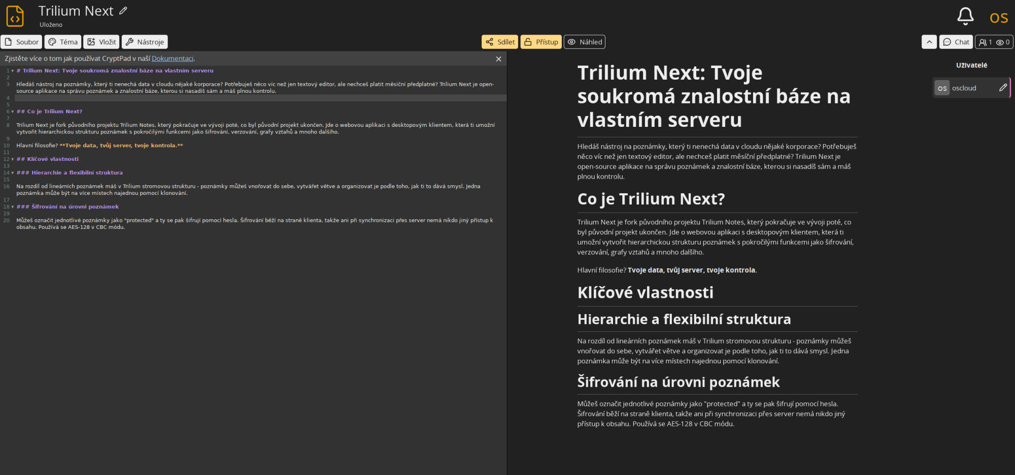 Ukázka Markdown kódu