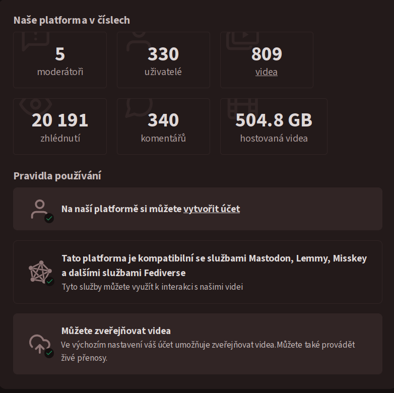 Statistiky platformy